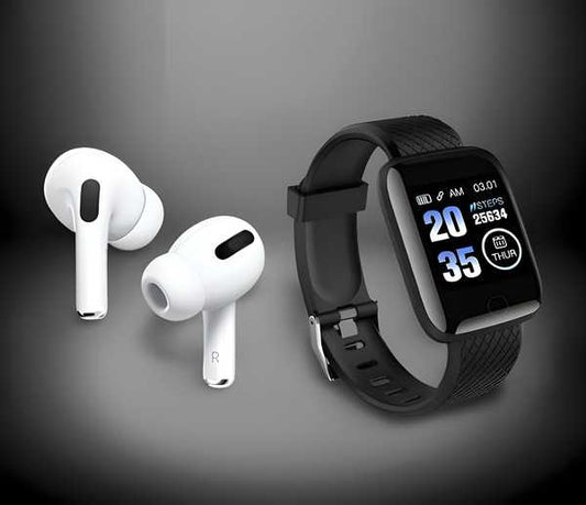 Bluetooth Wireless Earbuds & Smart Watch (Pack Of 2)Assorted Color