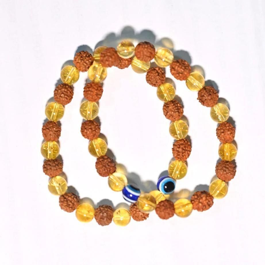 Rudraksha Citrine Crystal Bracelet_ ( Pack of 2)