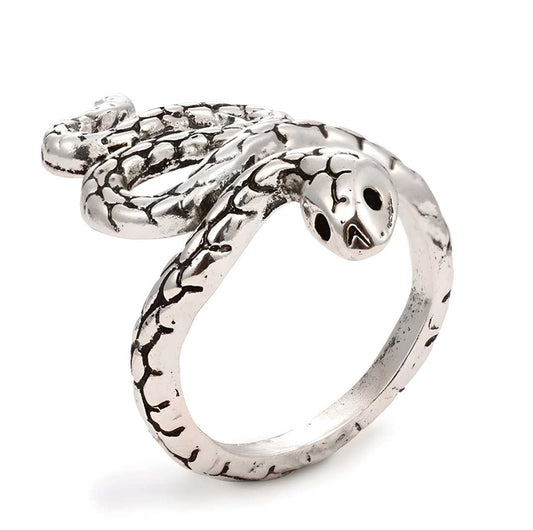 Silver and Black Color Snake Ring For Women and Girls