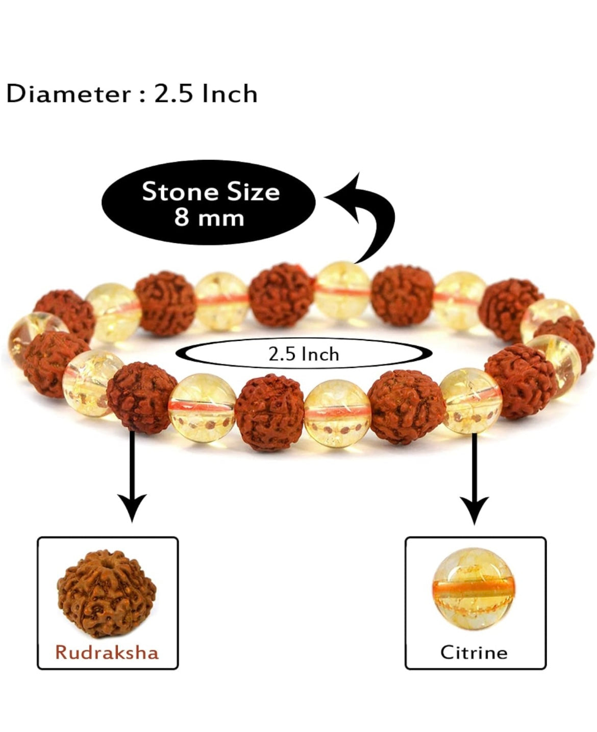 Rudraksha Citrine Crystal Bracelet_ ( Pack of 2)