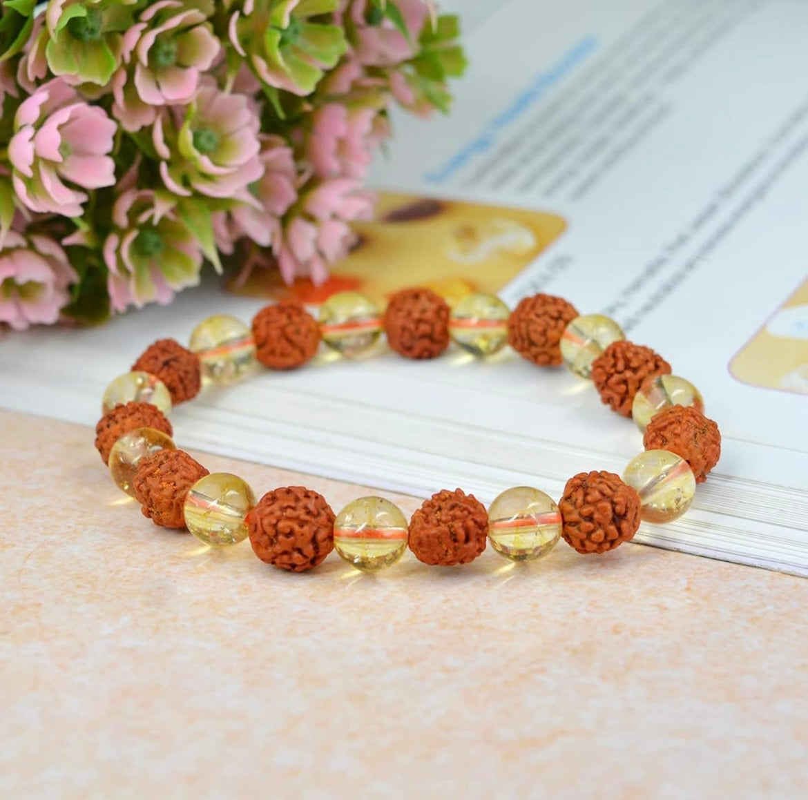 Rudraksha Citrine Crystal Bracelet_ ( Pack of 2)