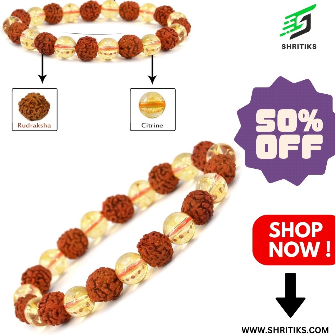 Rudraksha Citrine Crystal Bracelet_ ( Pack of 2)