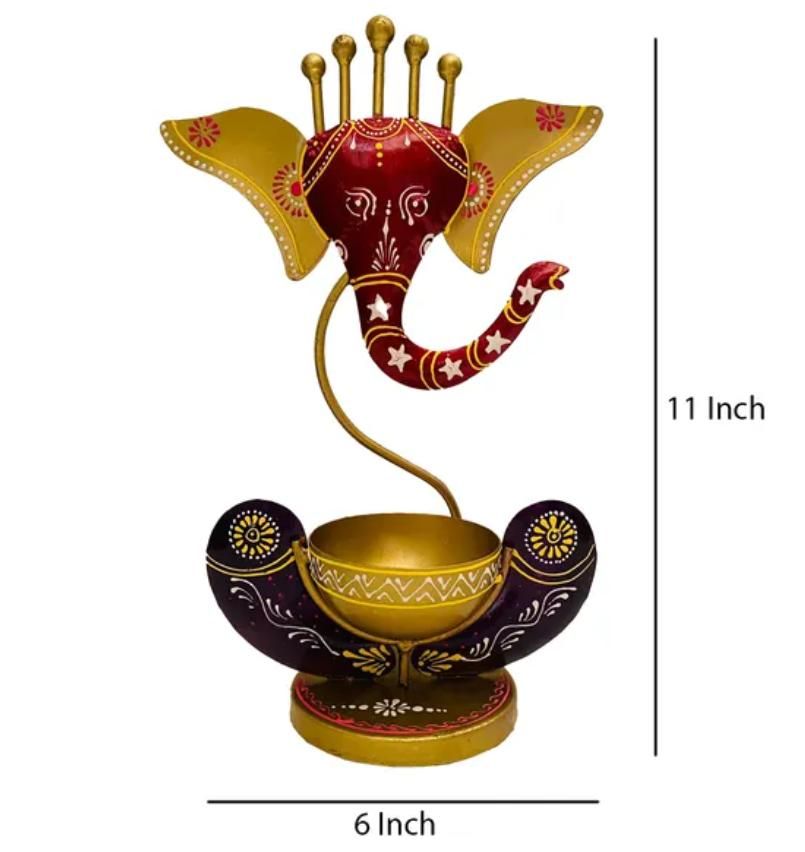 Intricately Crafted Spiritual Decor Ganesha with Tealight Candle Holder