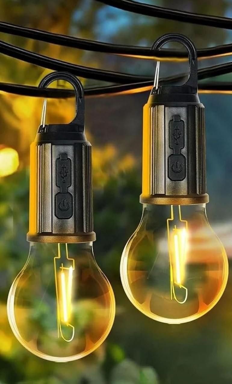 Decorative Hanging Bulb with 3 Modes Tent Lamp for Camping Pac of 2