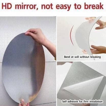 WallDaddy Oval Shape Plastic Mirror For Wall Size (20x30)Cm Flexible Mirror B-DiamondMirror