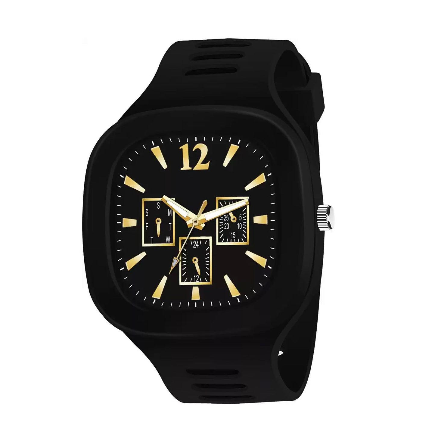 Lorenz Stylish Square Black Dial Smooth Silicon Strap ADDI STYLISH DESIGNER Analog Watch- Black